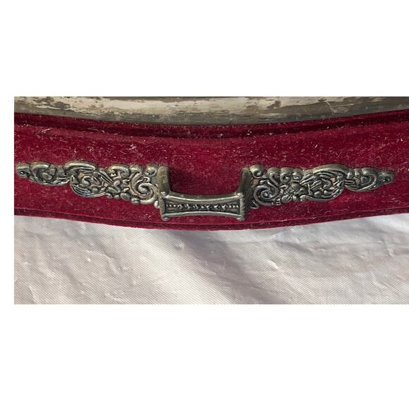 VTG Studio Silversmith Victorian Decorative Metal Jewelry Box Red Velvet Lined - Picture 4 of 13